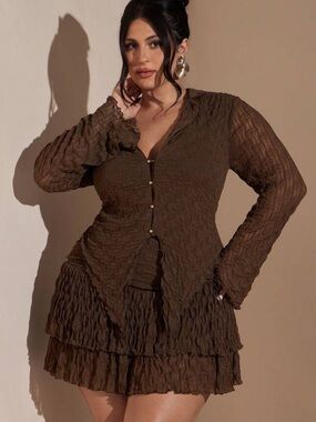 Fairy Grunge Crinkle Set Whimsy Goth Bell Sleeve Ruffle Mini Skirt Coquette Boho